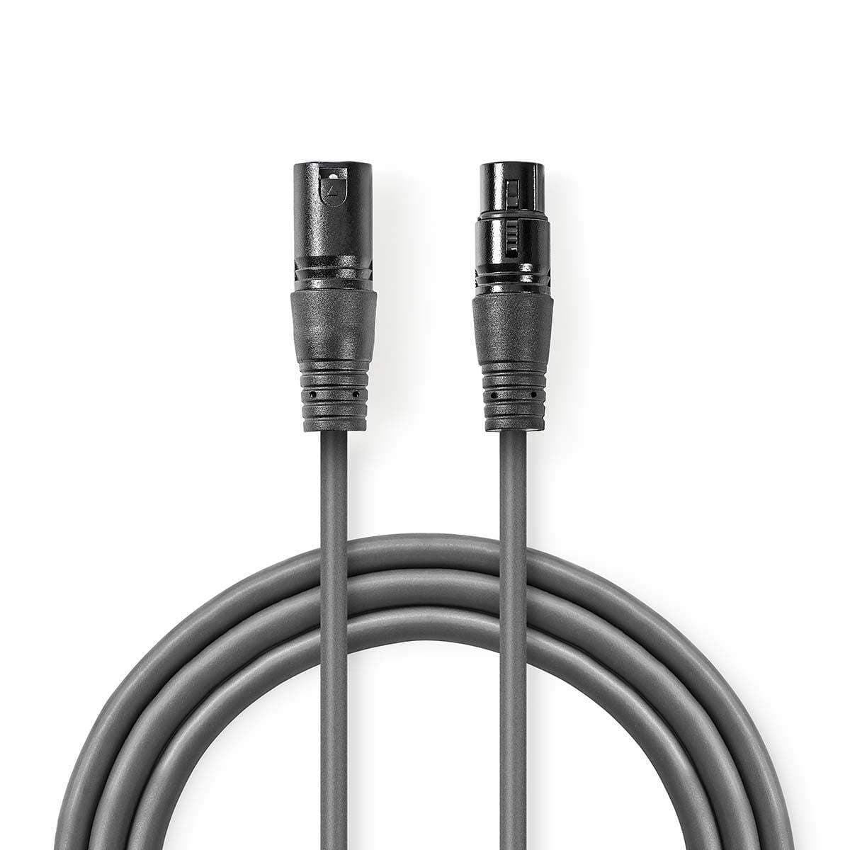DMX Adapter Cable | XLR 3-Pin Han | XLR 3-Pin Hun | Nikkel belagt | 0.50 m | Rund | PVC | Mørk Grå | Pappetui