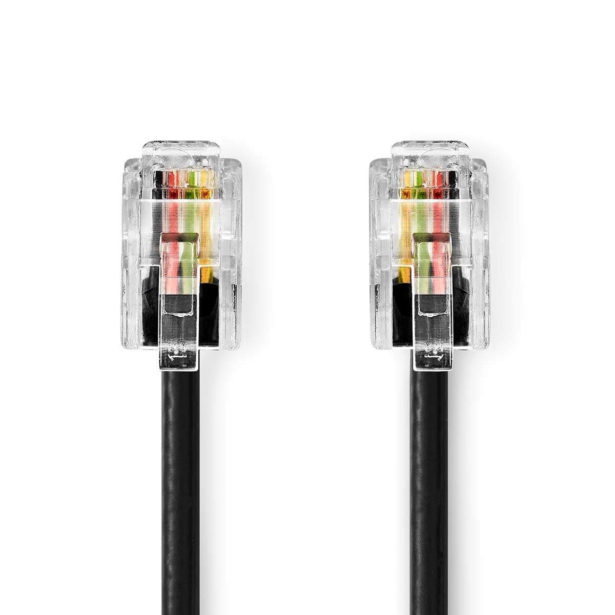Telecom Cable | RJ10 Han | RJ10 Han | 5.00 m | Kabelutforming: Opprullet | Kabeltype: RJ10 | Sort