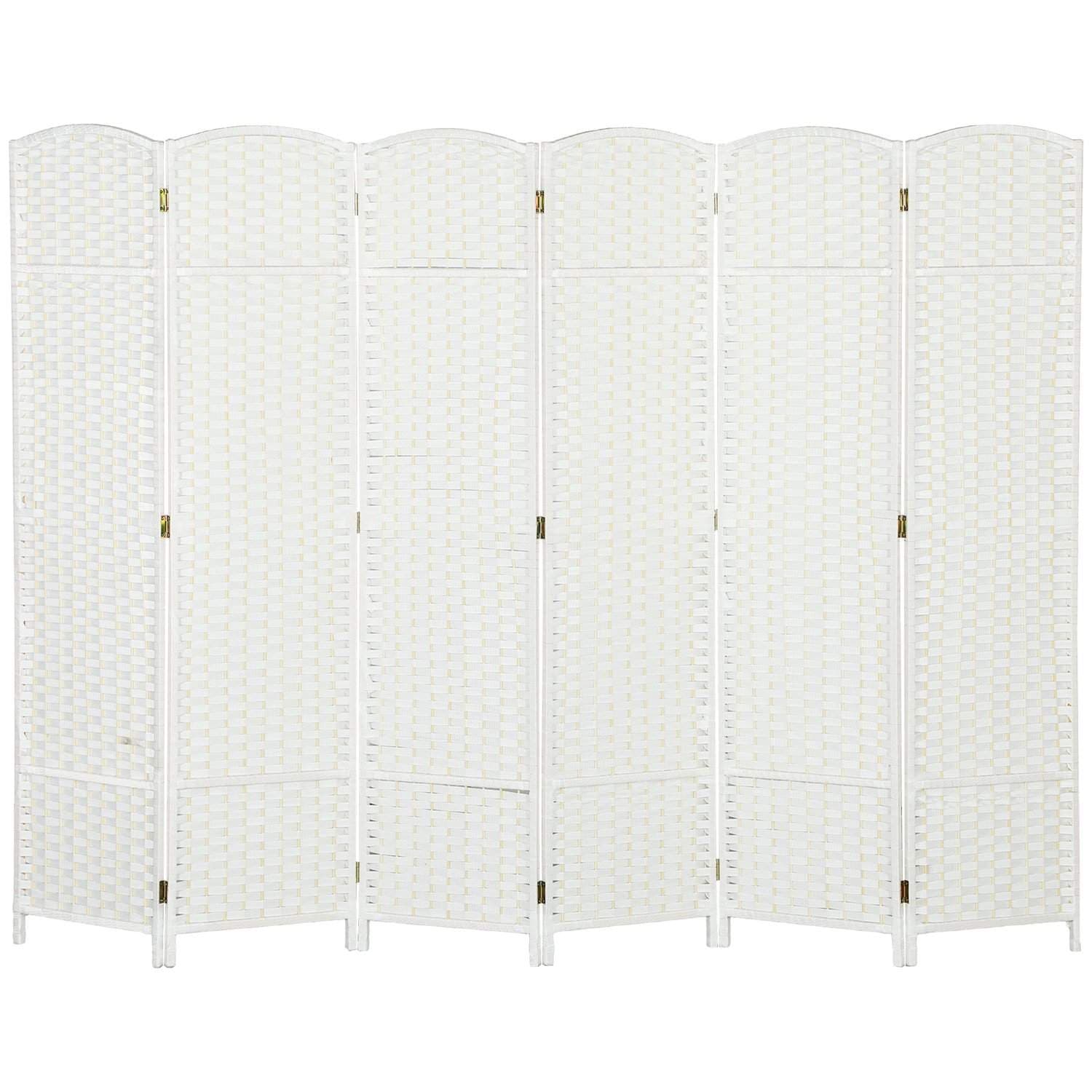 6-panels sammenleggbar romdeler – hvit, slitesterk personvernskjerm