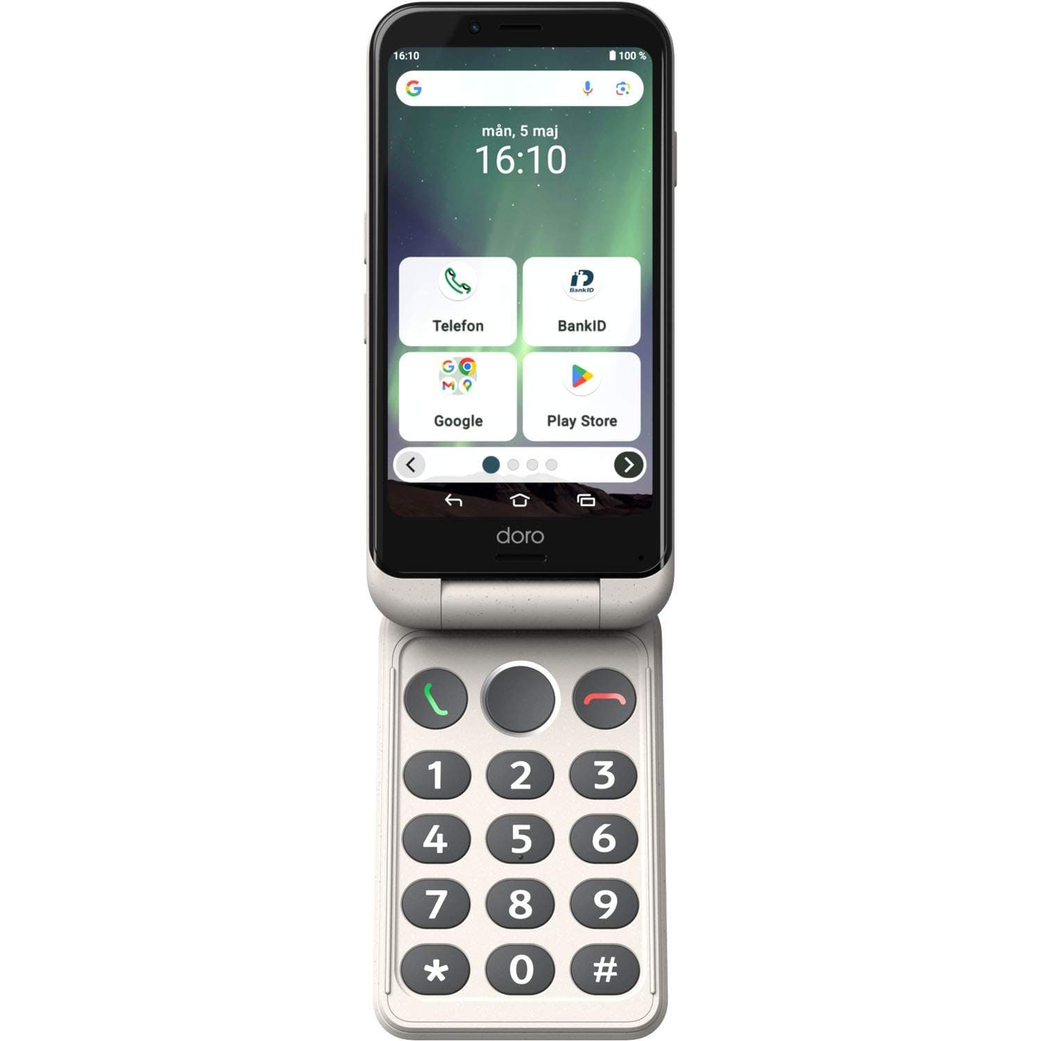 Smarttelefon 4G med sammenleggbart bakgrunnsbelyst tastatur og fjernstøtte