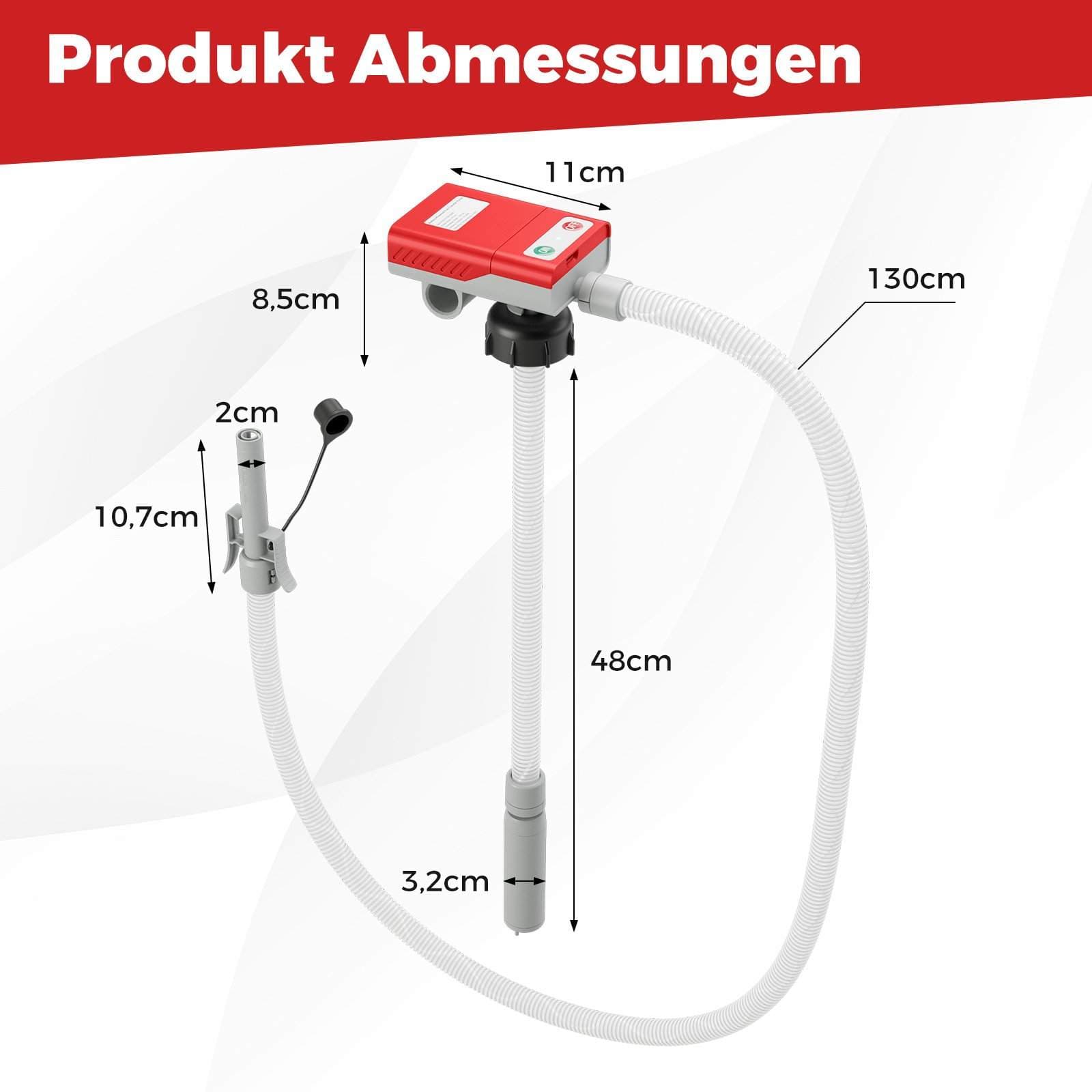 Drivstoffoverføringspumpe med automatisk stoppsensor – 3 adaptere, USB/batteridrevet