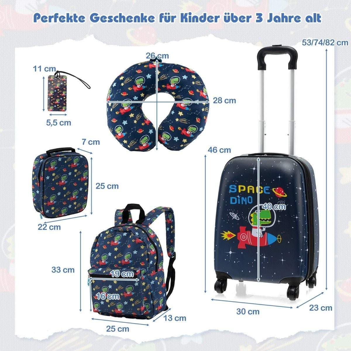 Barnebagasjesett med 5 deler – 16"" koffert, ryggsekk og mer