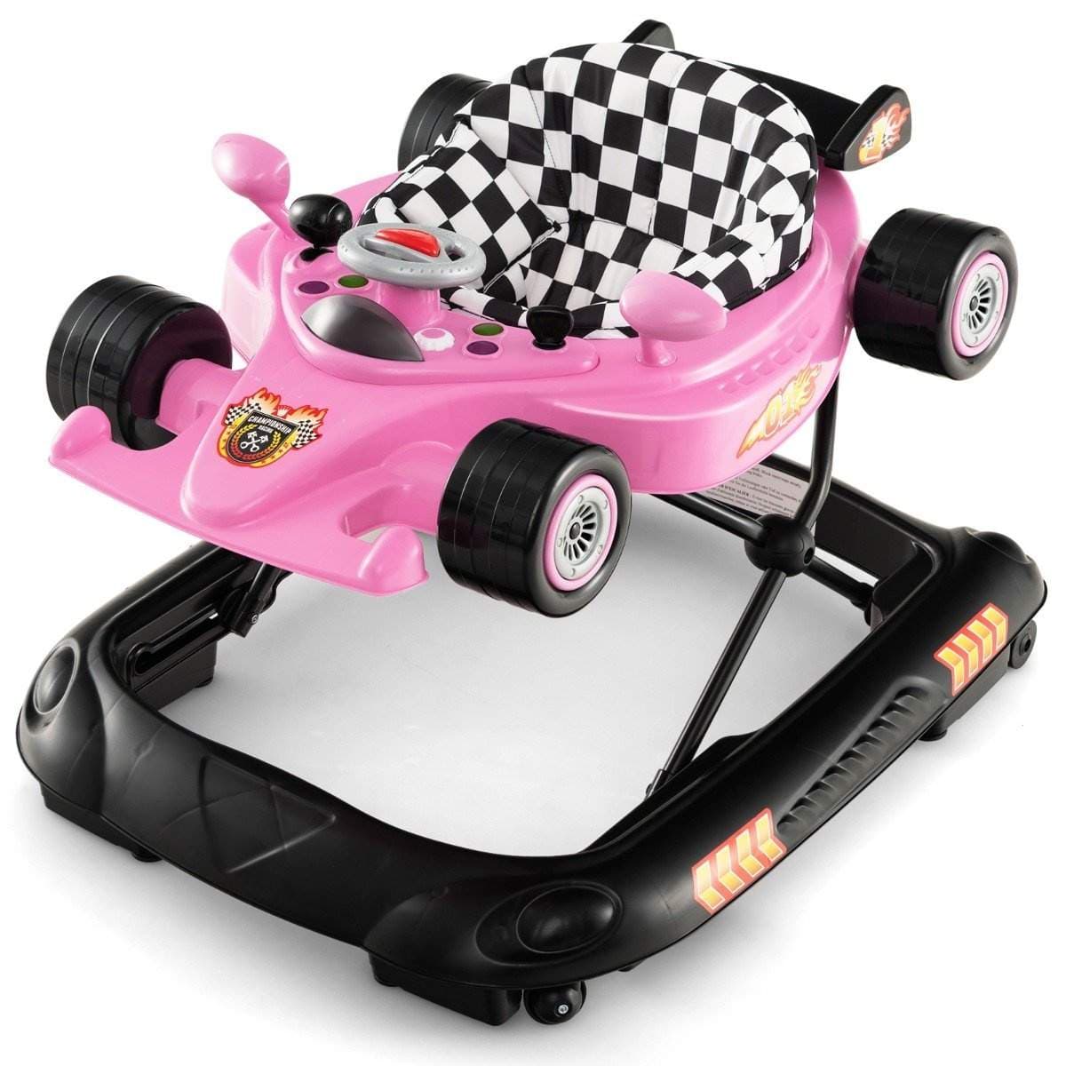 4-i-1 Baby Walker – justerbare høyder, bildesign, rosa