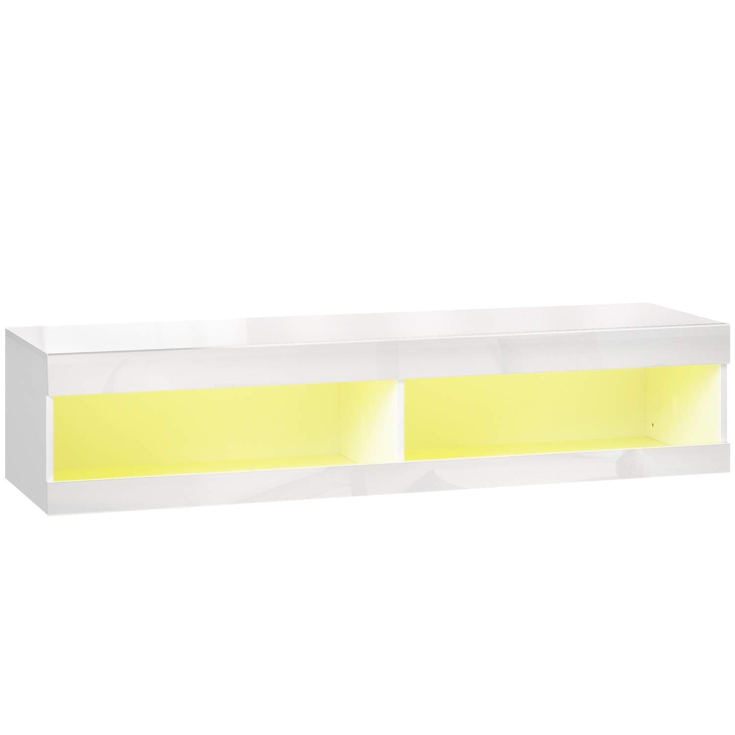 Flytende TV-stativ med RGB LED, 55–60 tommer, blank hvit