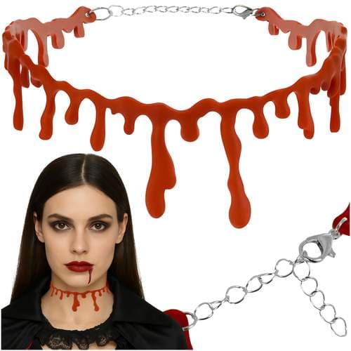 Blodig Halloween-halskjede, justerbart kostymetilbehør