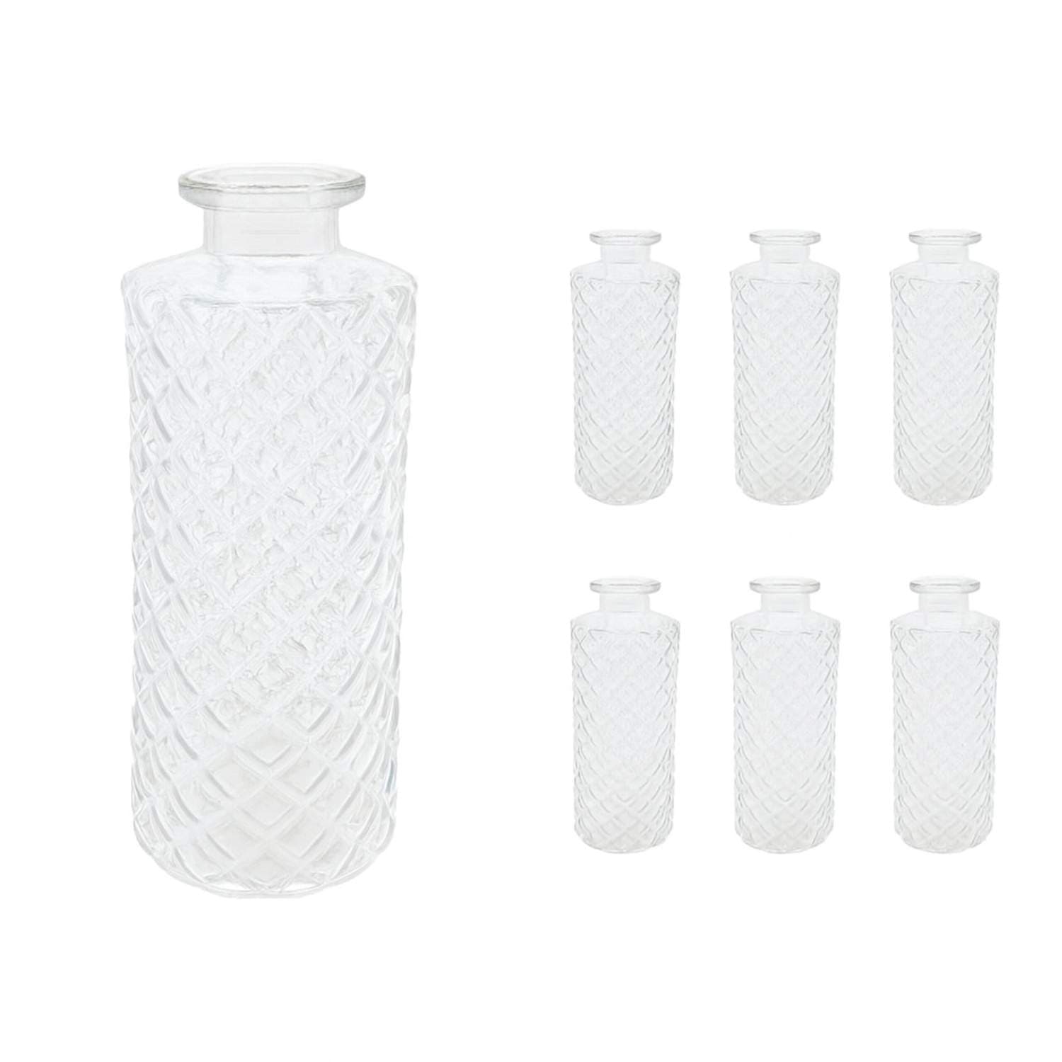 Dekorative glassvaser sett med 6 – Teksturert vintage-stil
