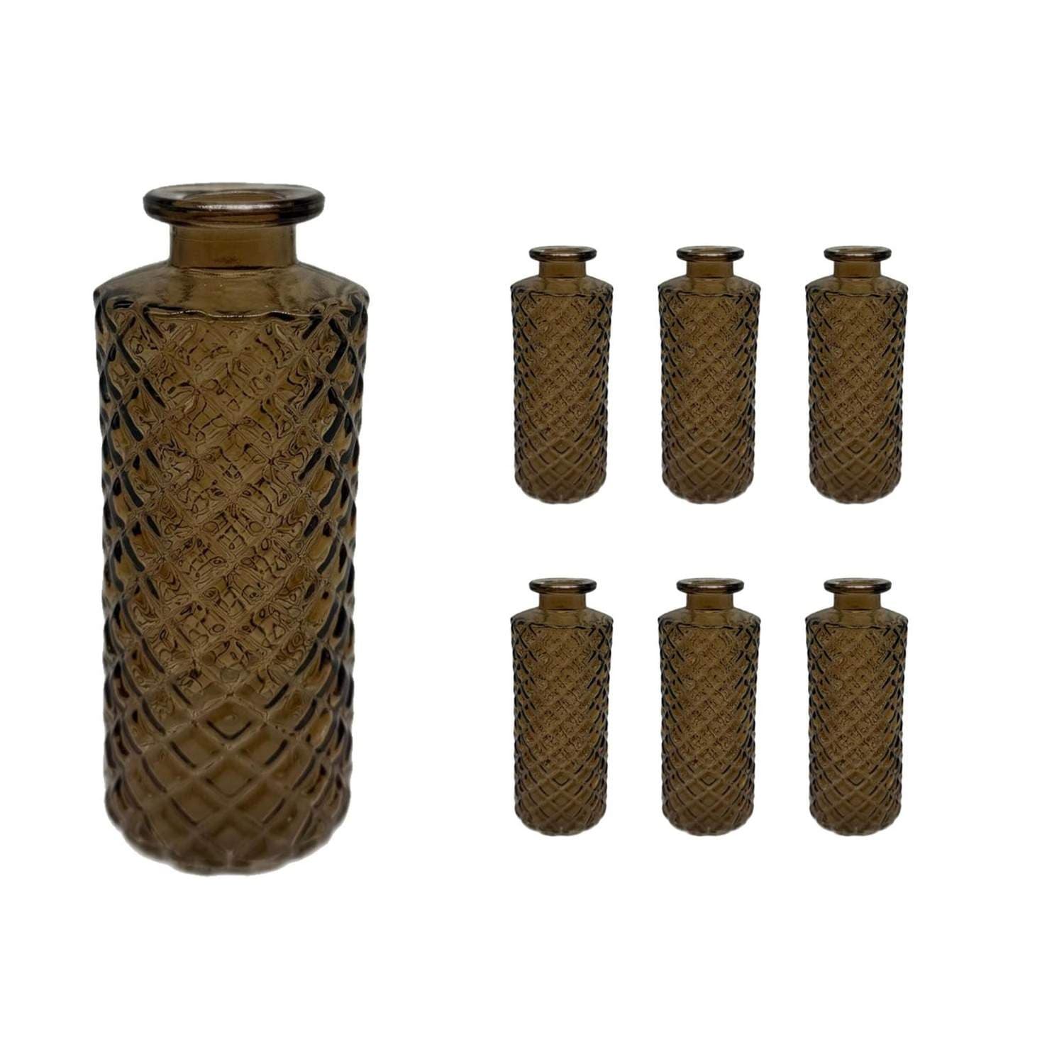 Mini-sett med teksturerte glassvaser – vintage-stil, 6 deler