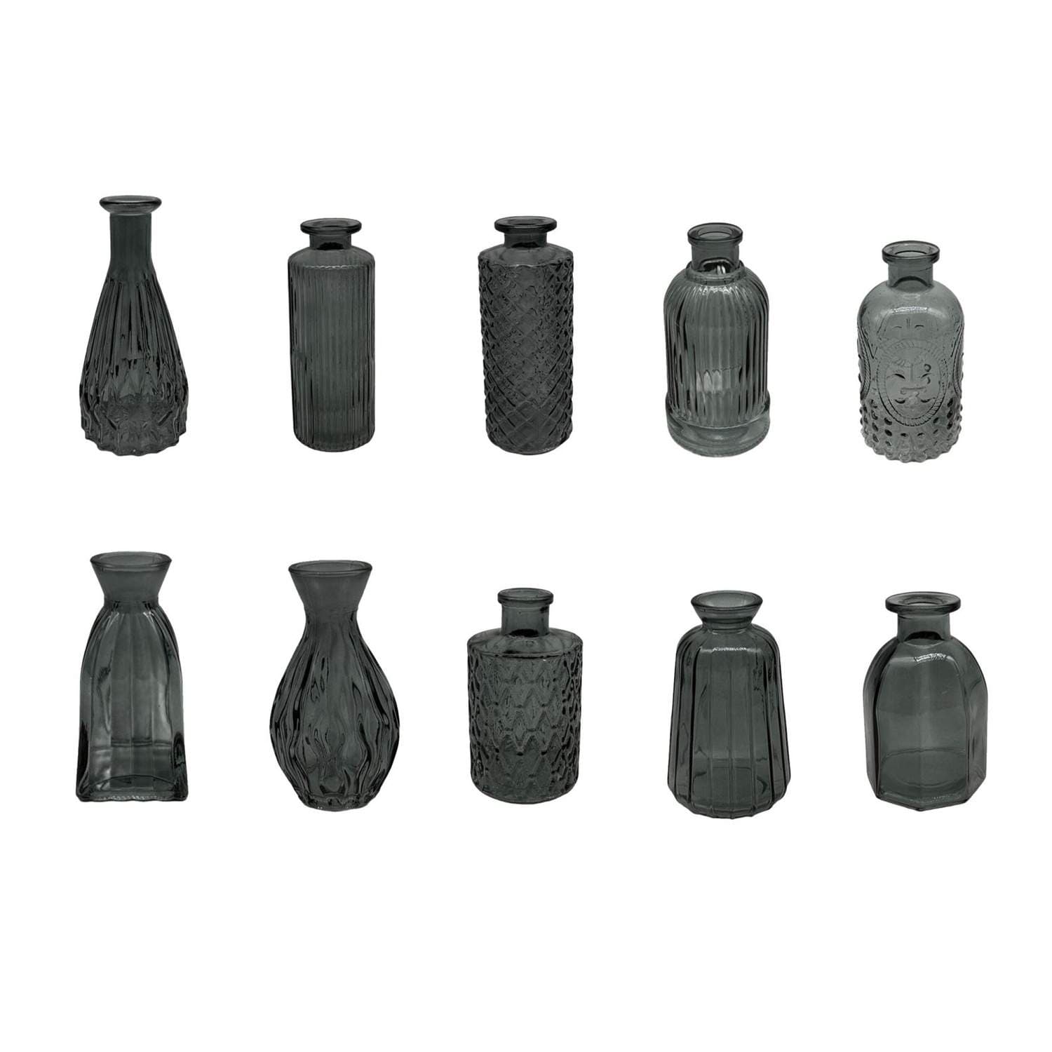 Dekorative minivaser, sett med 10 – Teksturert glassdesign