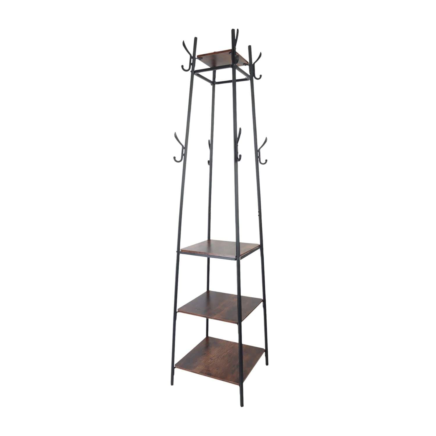 Knagerekk med 8 kroker og 4 hyller – 180 cm industridesign