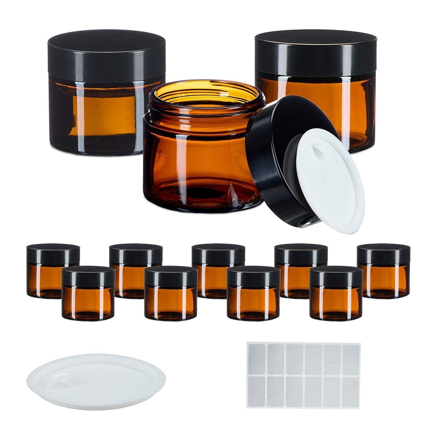 Ravfargede glasskremkrukker – 60 ml, UV-beskyttelse, lekkasjesikre