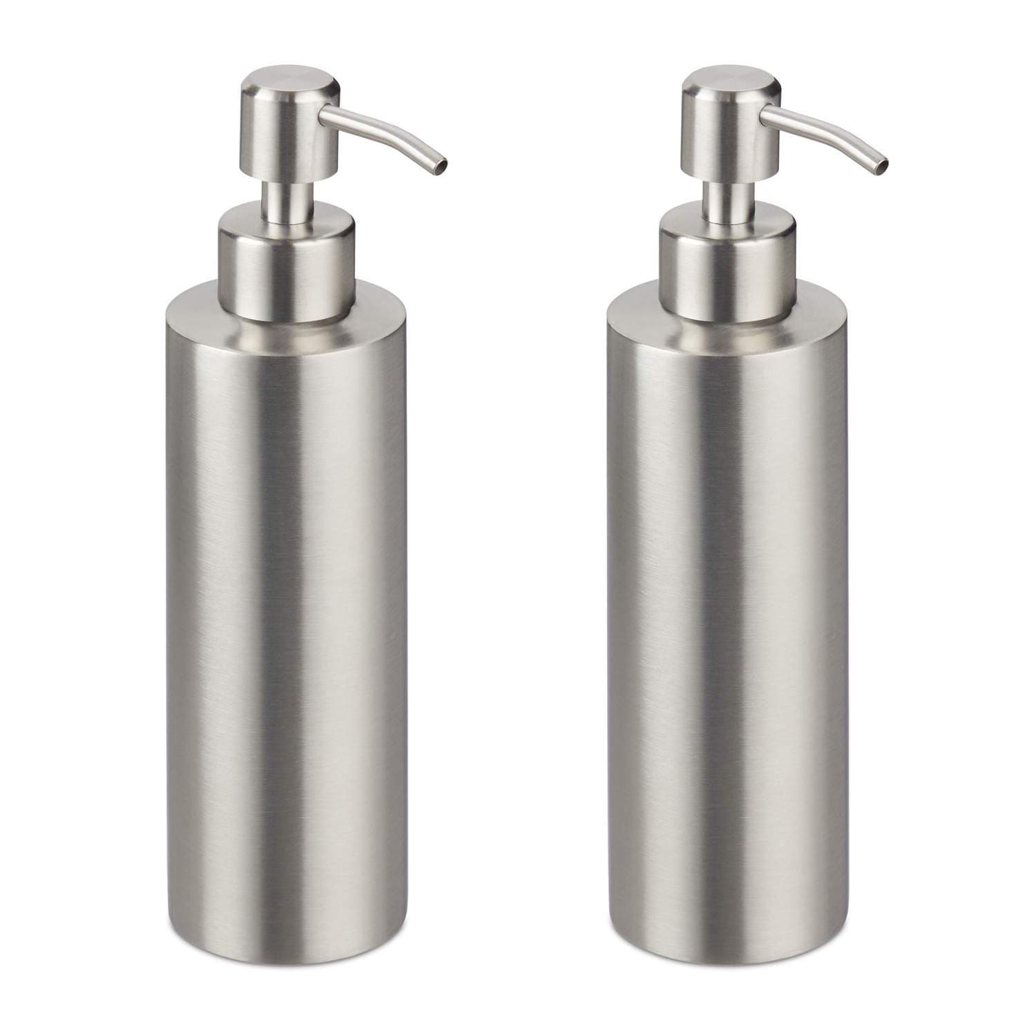 Dispensersett for flytende såpe – 2 pakke, 300 ml rustfritt stål