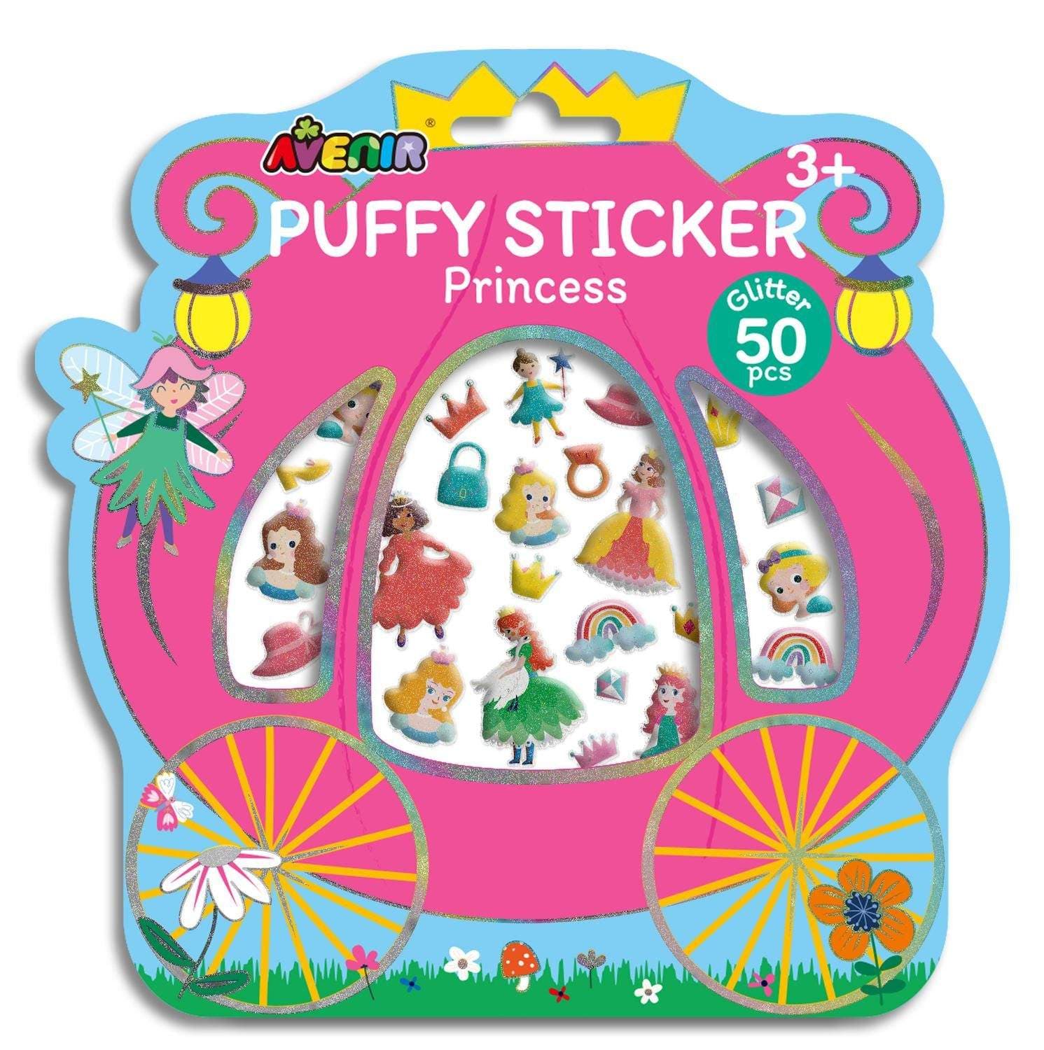 Puffy klistremerker, prinsessedesign, moro for håndverk og scrapbooking