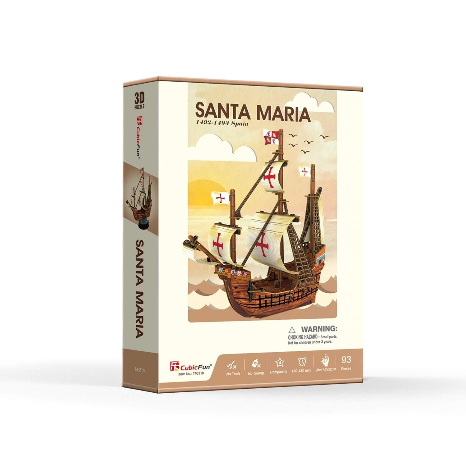 3D-puslespill av Santa Maria-skipet, moro for alle aldre