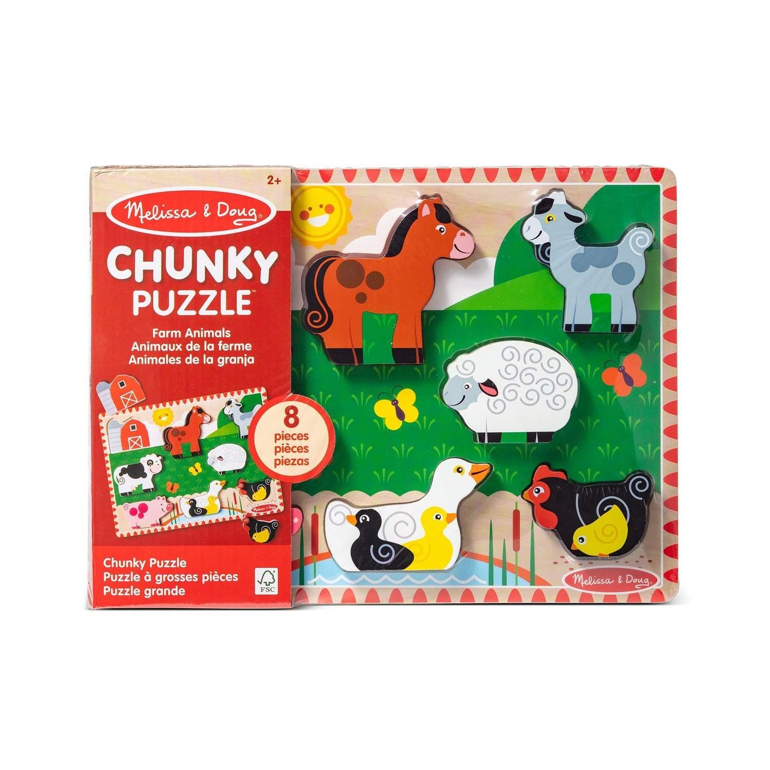 Farm Chunky Puslespill for småbarn, pedagogisk lek, 8 deler
