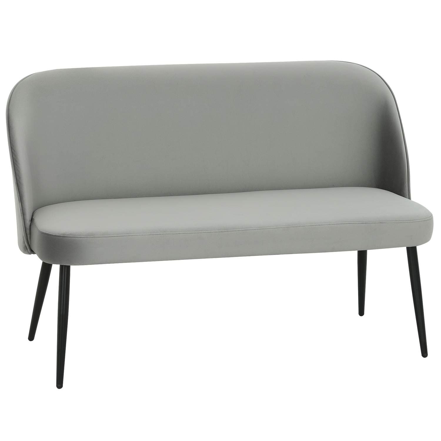 2-seters sofa, fløyelsstoff, metall- og treramme, grå