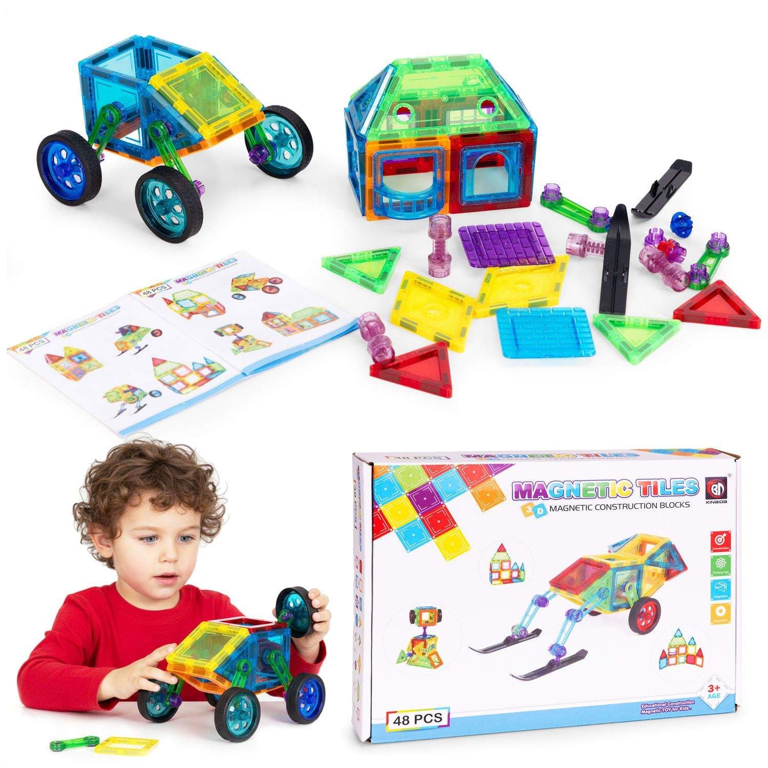 Magnetiske byggeklosser – 48 deler, 3D-kreativitet