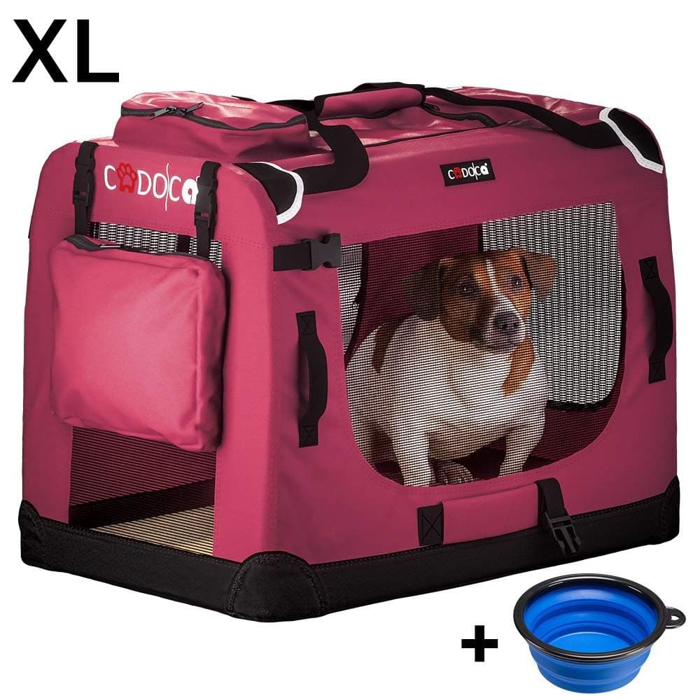 Hundetransportør XL, rød, sammenleggbar med nettingventilasjon