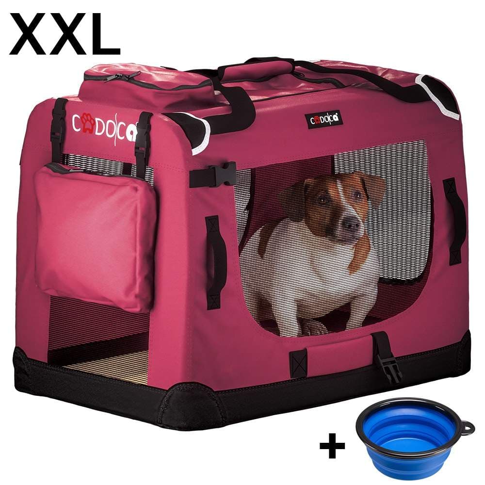 Hundetransport XXL, sammenleggbart stoff, mørkerød, 90x60x66cm