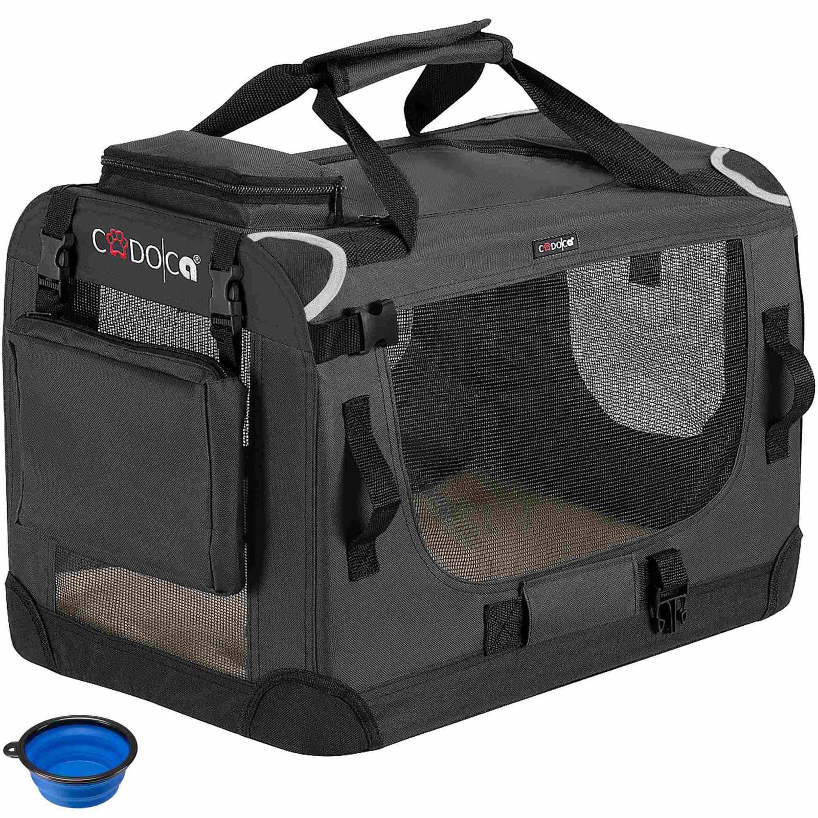 Hundetransportør, sammenleggbar med netting, liten, 50x34x36cm