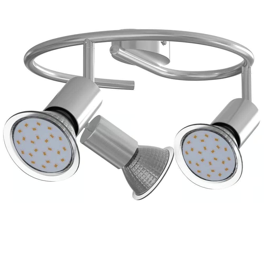 Taklampe med 3 justerbare LED-spotter, satengnikkel