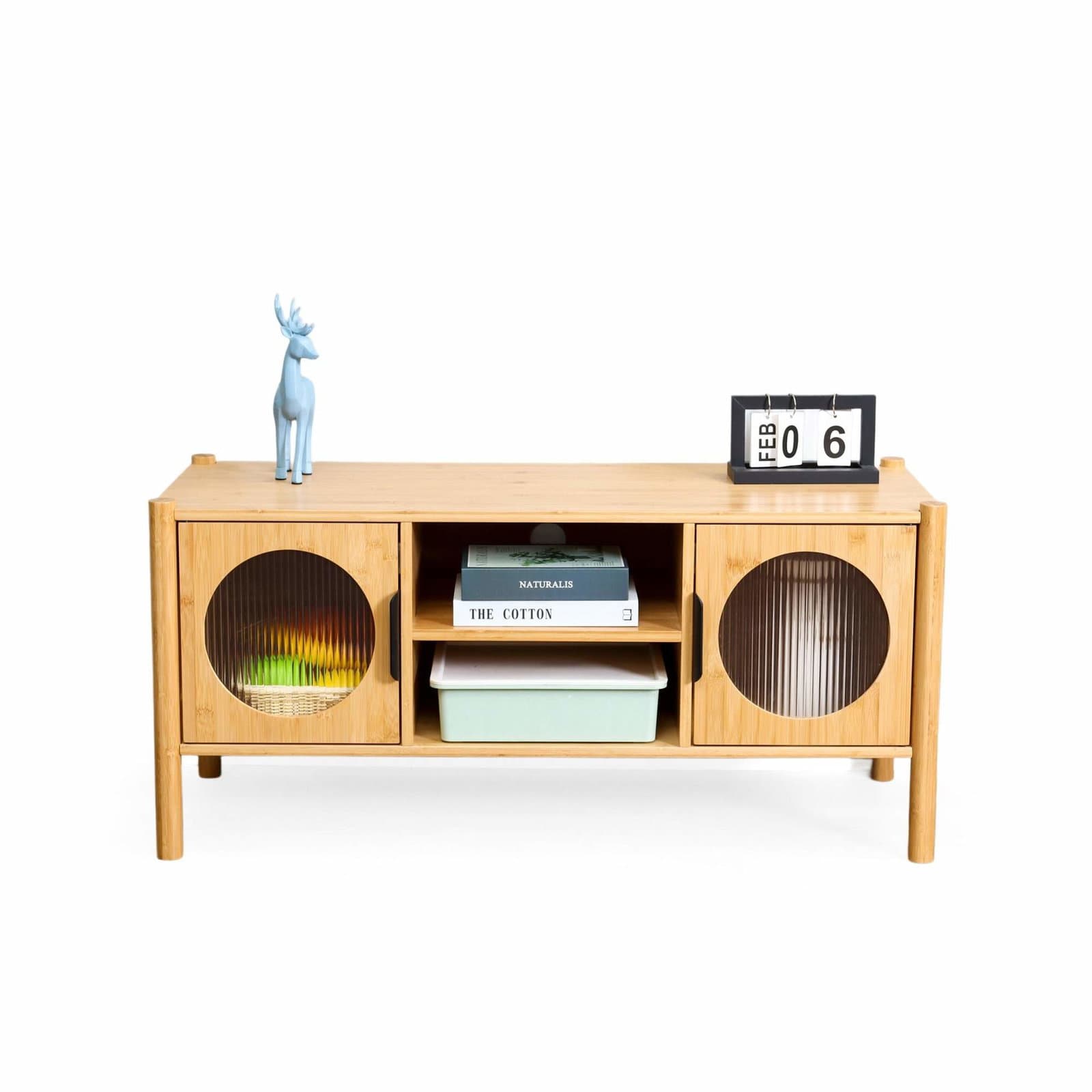 TV-benk med 2 dører – kabelhåndtering, moderne design