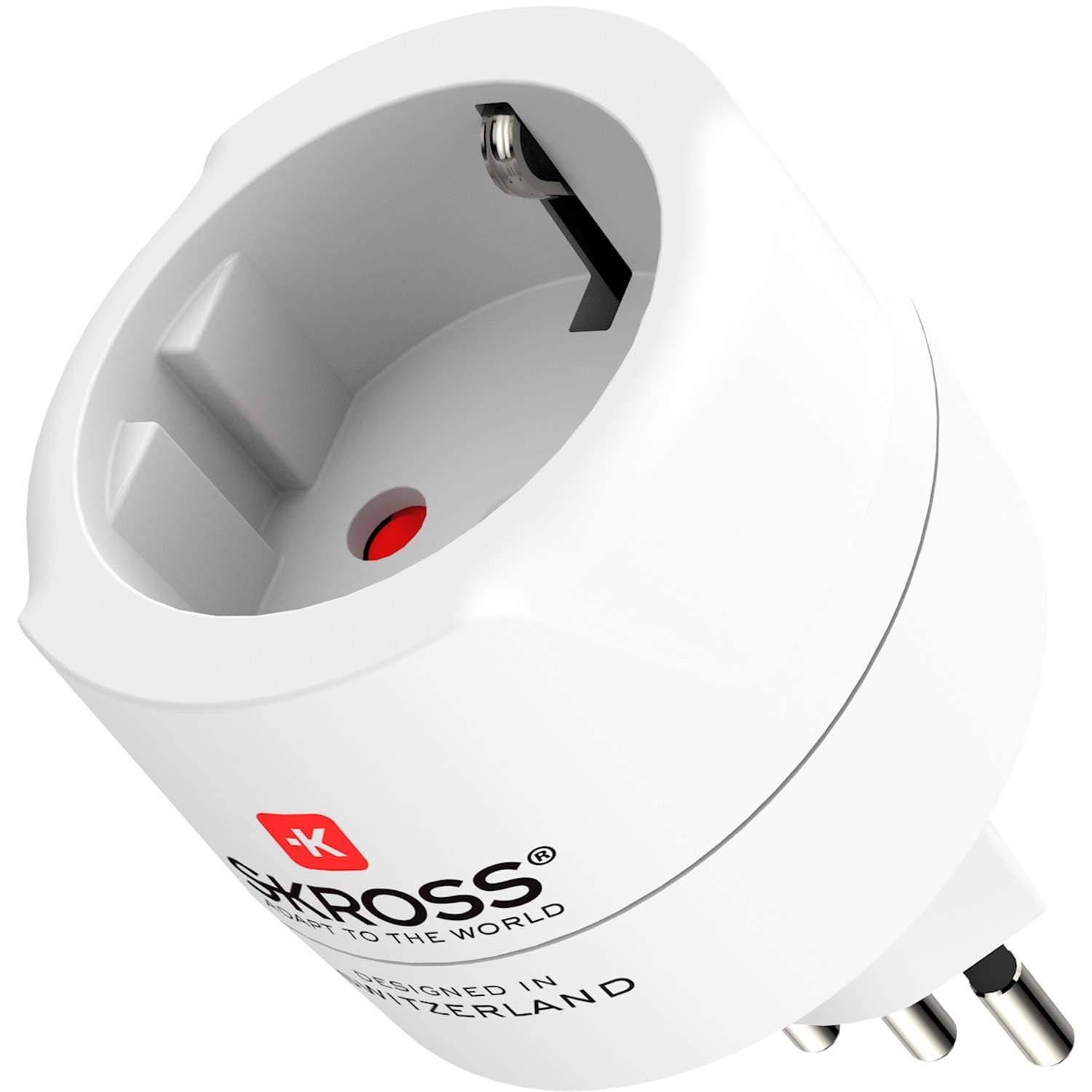 Jordet adapter fra Europa til Sveits/Italia/Brasil