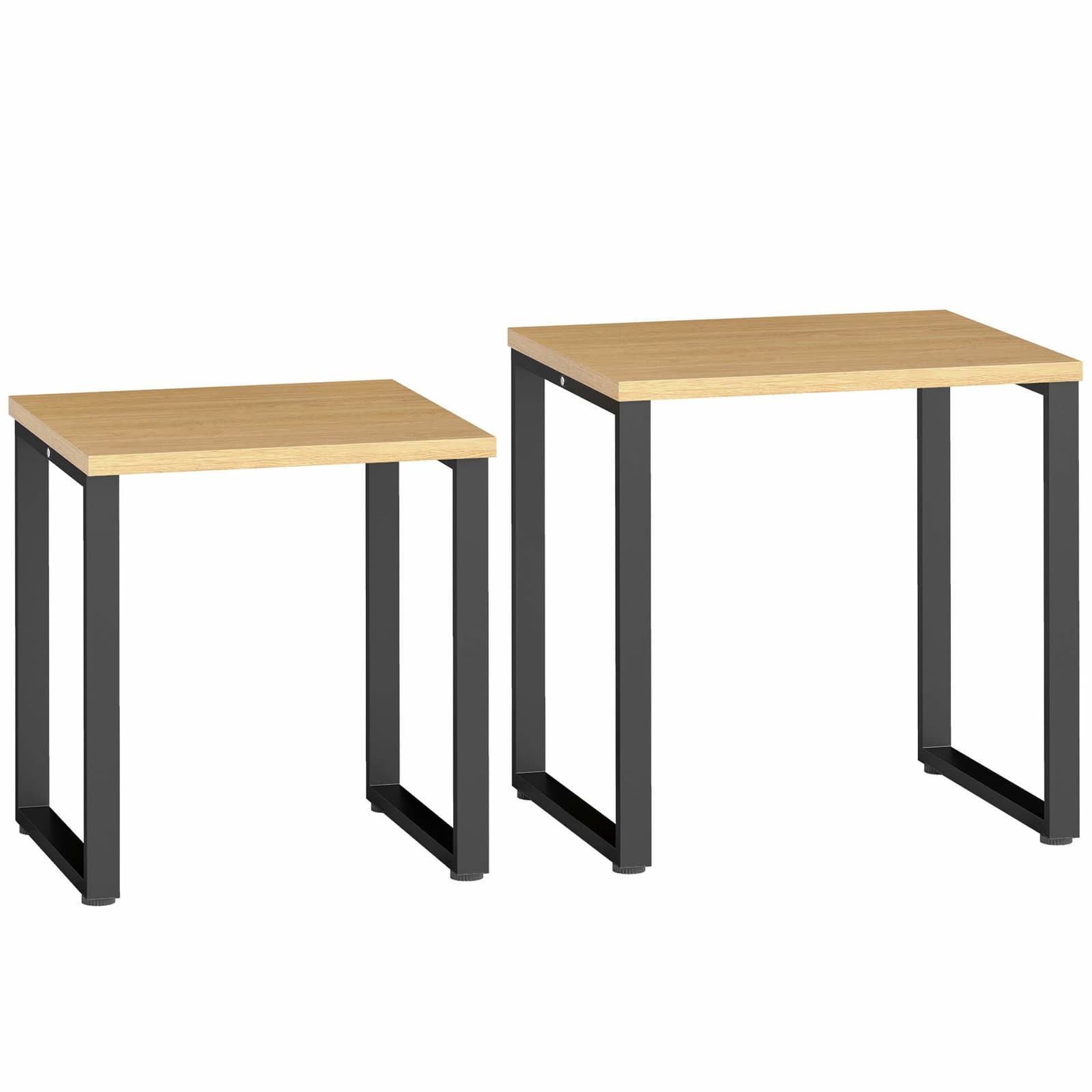 Sett med salongbord – treutseende, metallramme, plassbesparende