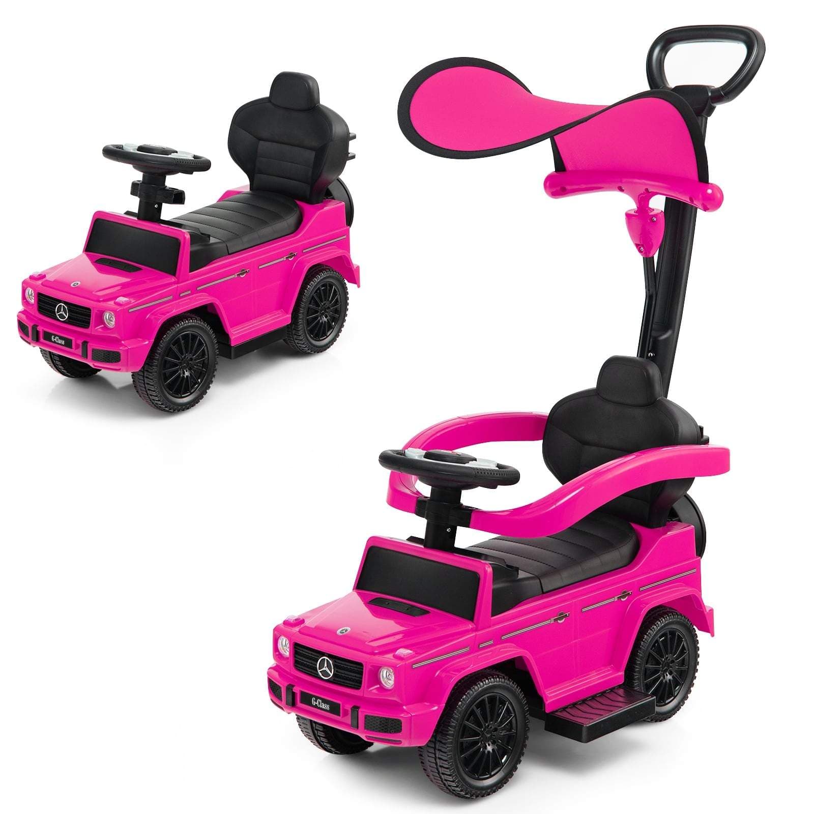 3-i-1 Mercedes Benz barnevogn – rosa, justerbar kalesje