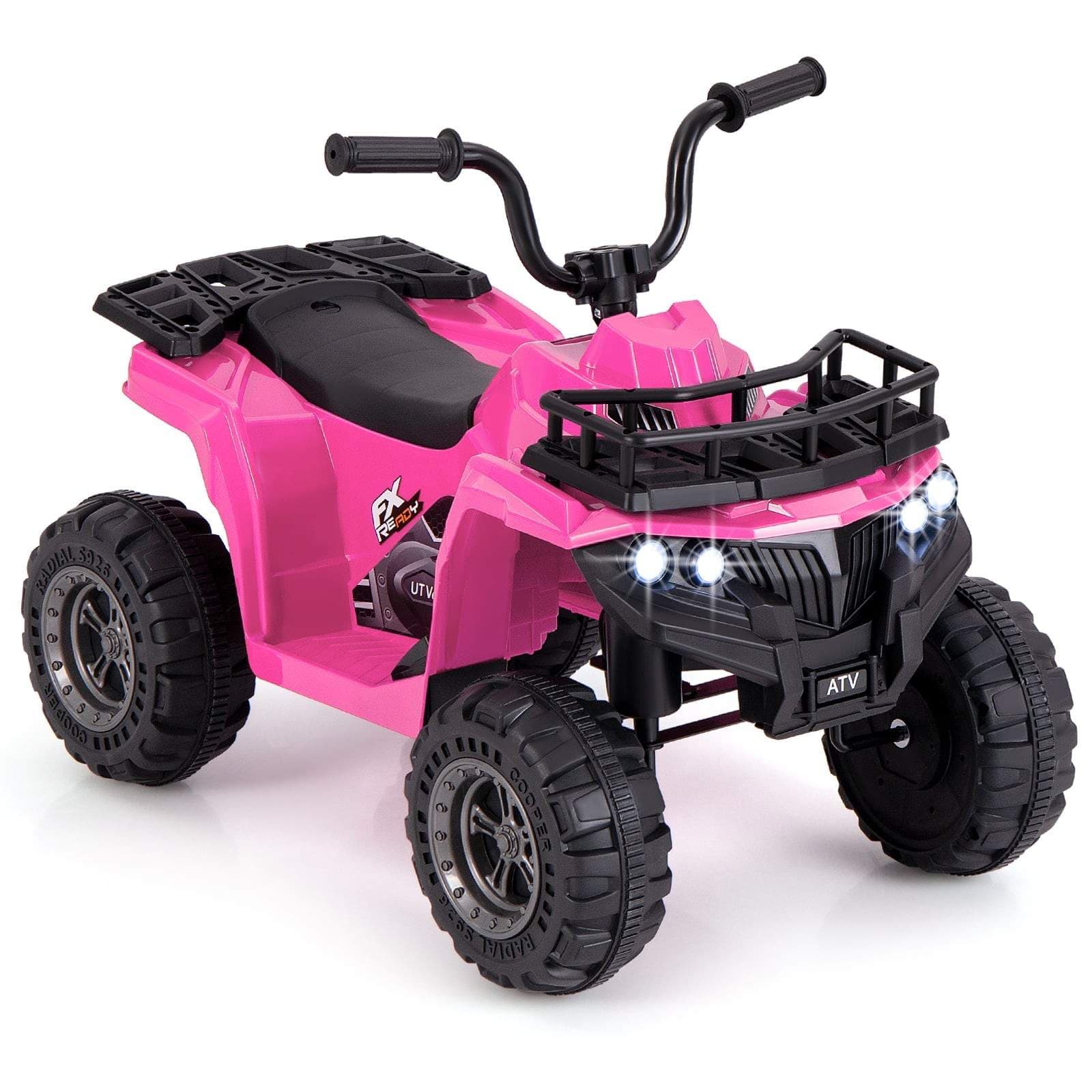 Elektrisk firhjuling for barn – 6V, rosa, MP3 og LED-lys