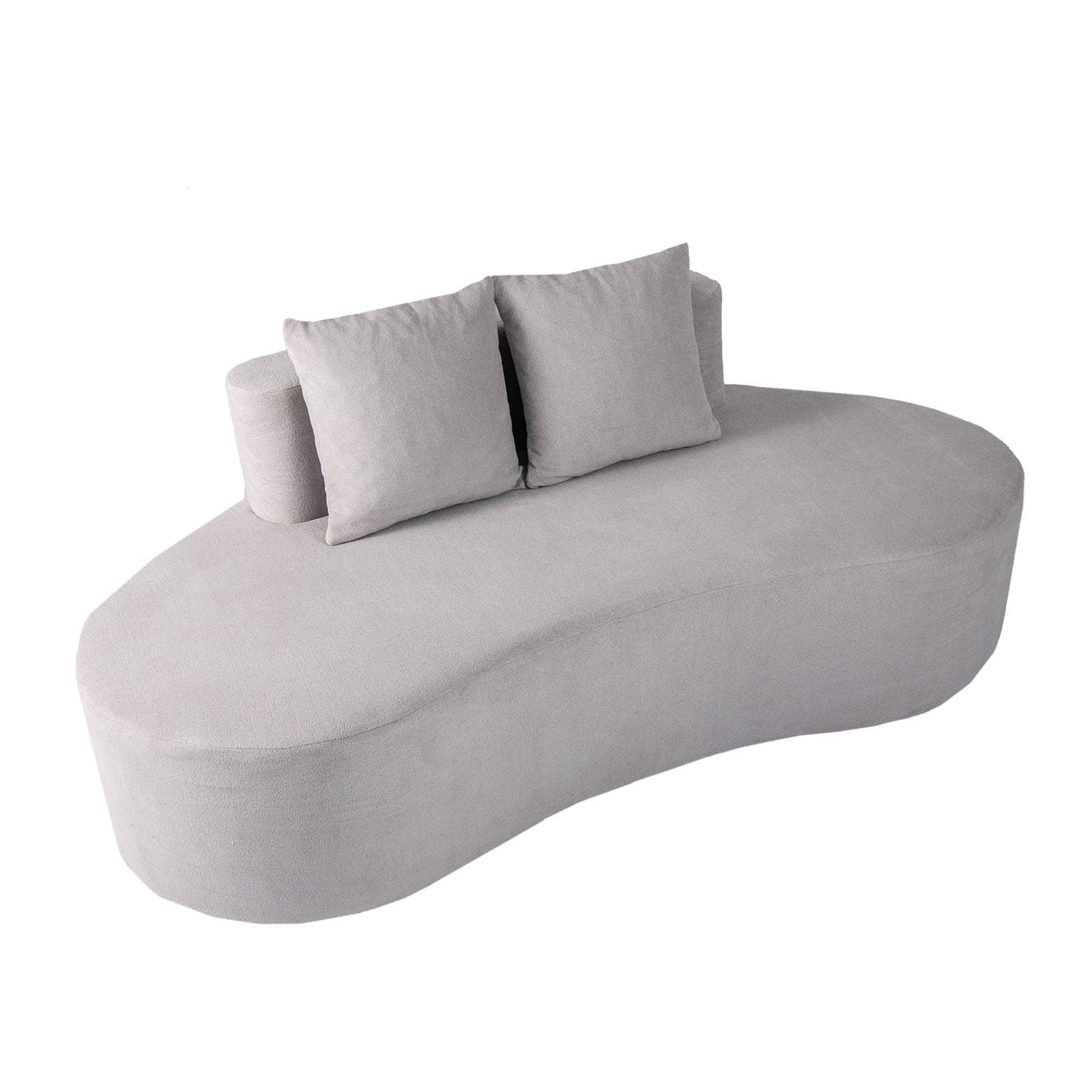 Buet grå sovesofa – 199 cm, 2 puter, ingen montering nødvendig