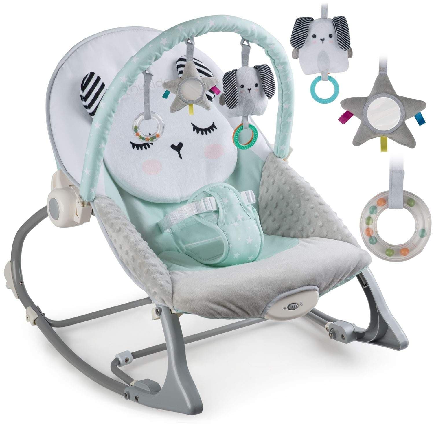 Babyvippe med vibrasjon – Mintgrønn, multifunksjonell komfort