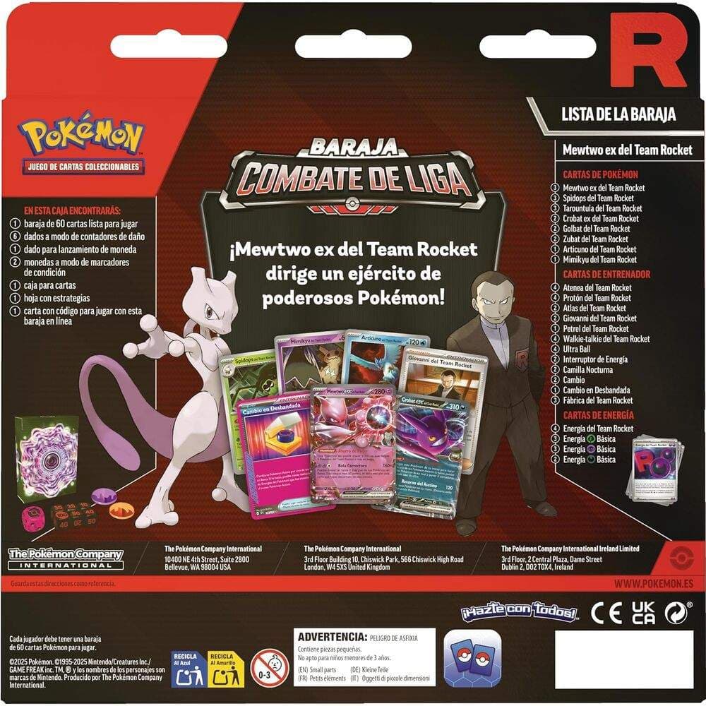 Latinamerikanske Pokémon Rockets Mewtwo Ex League Battle Deck Blisterpakke med samlekort