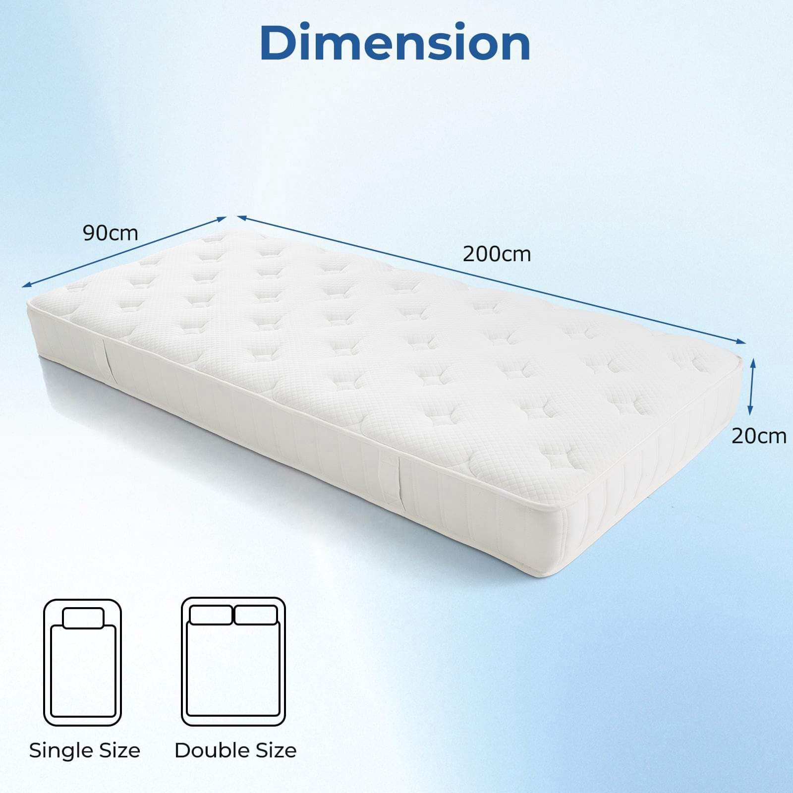 Skumhybridmadrass 90x200 cm – Bevegelsesisolasjon og støtte