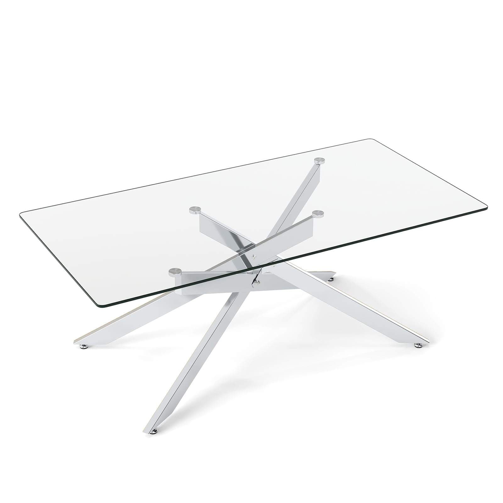 Rektangulært glass salongbord – 120x60 cm, sølvfarget