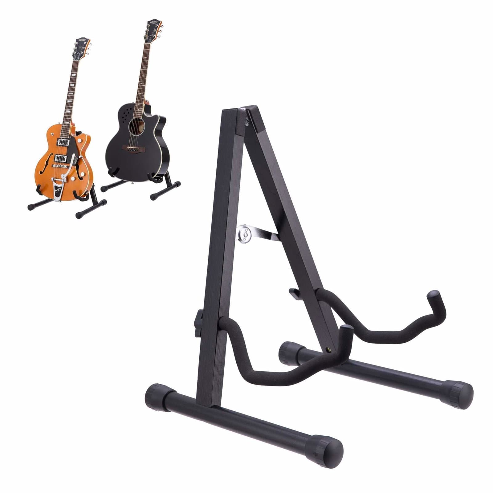 Sammenleggbart gitarstativ – skumpolstret, justerbar A-ramme
