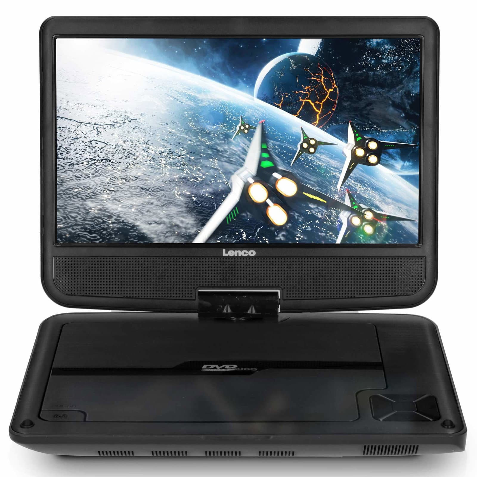 9-tommers bærbar DVD-spiller med brakett, USB, svart