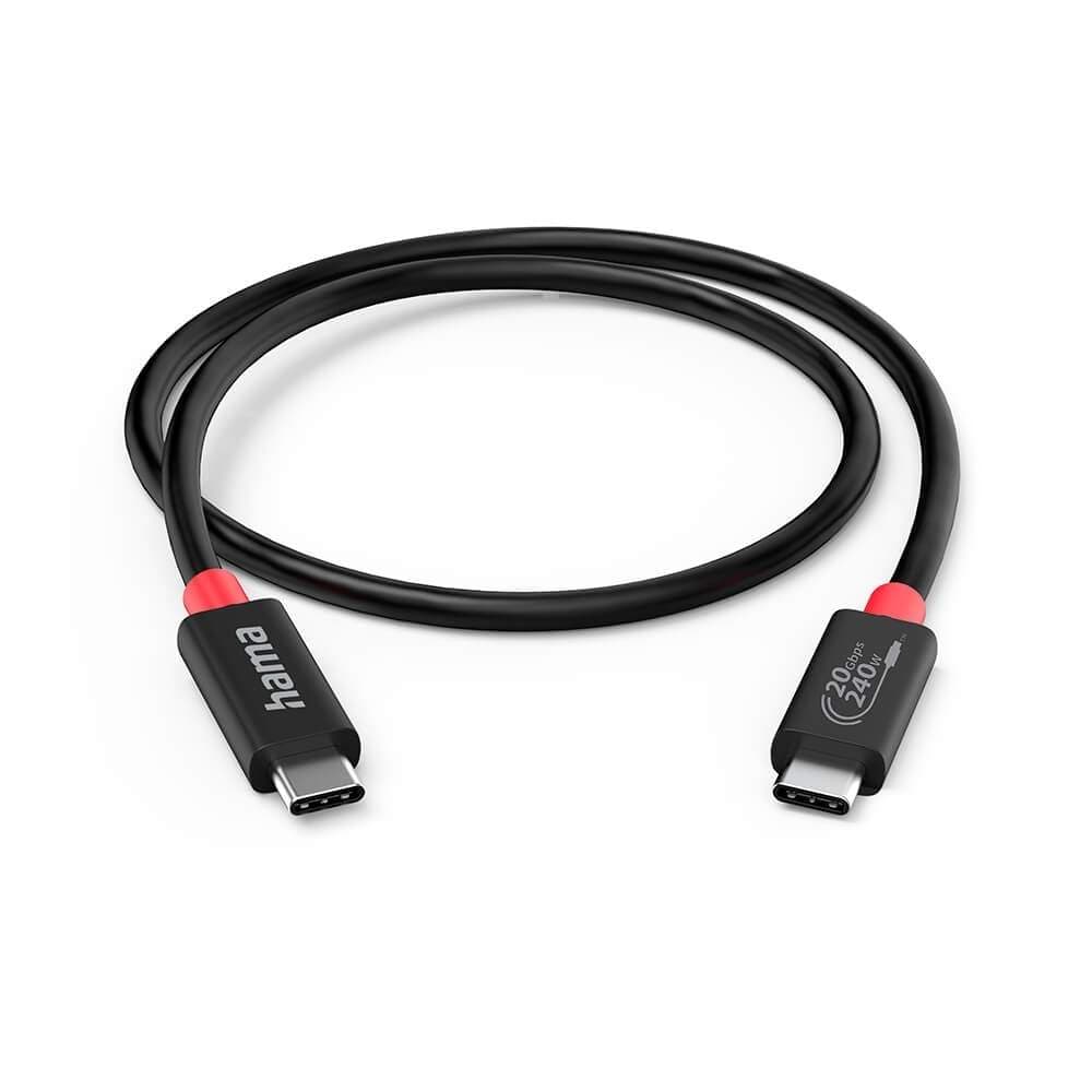HAMA-kabel USB-C USB 4.0 Gen2 20 Gbit/s 240W 2.0m Svart