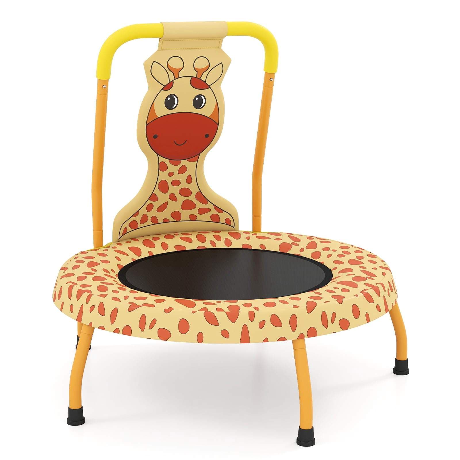 Minitrampolin for barn med håndtak – sjiraffdesign, 71 cm