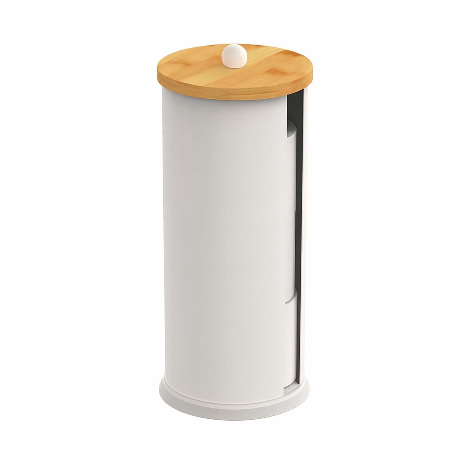 Toalettpapirholder – metall, bambuslokk, rommer 3 ruller