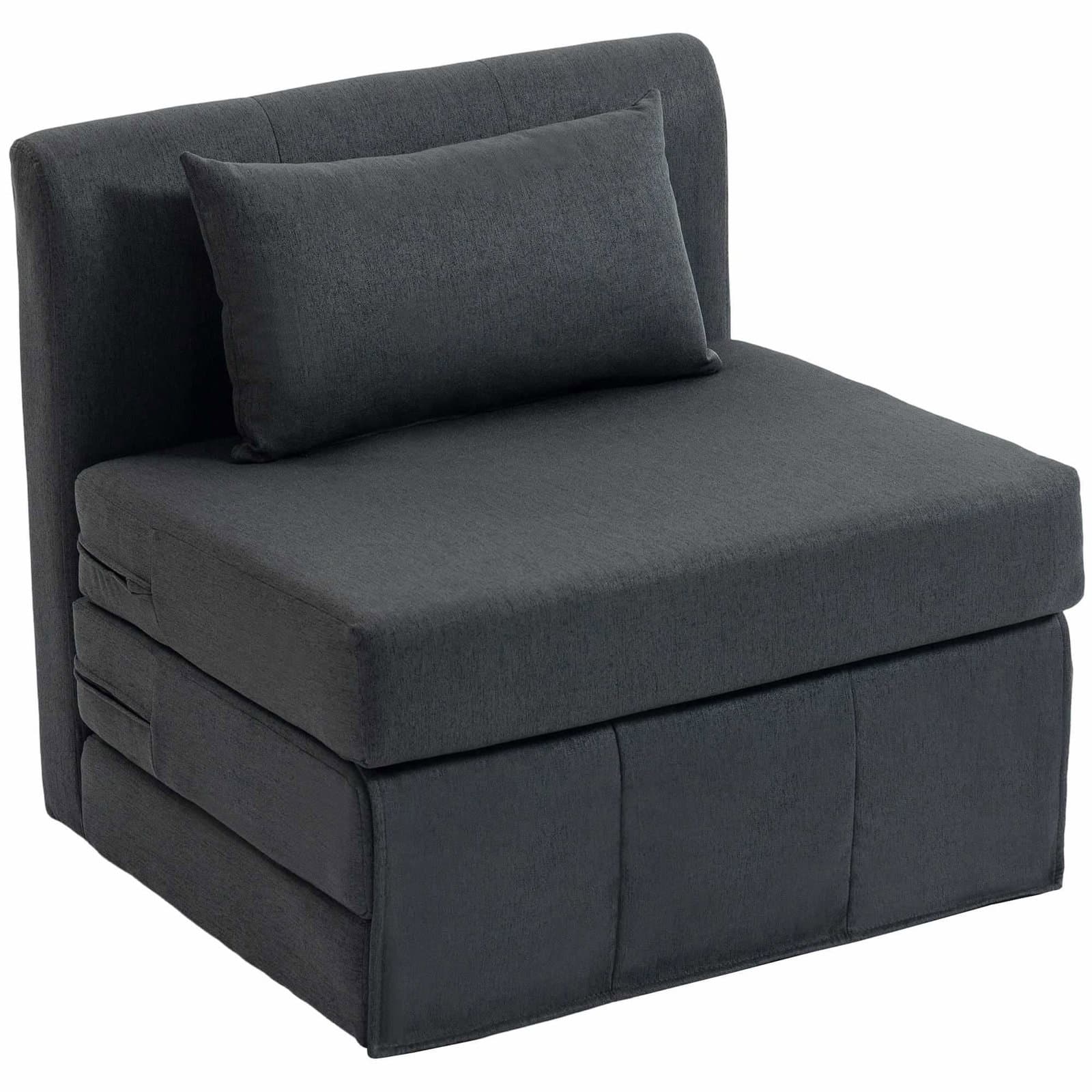 Sovesofa som kan klappes sammen – mørkegrå, linstruktur, sammenleggbar