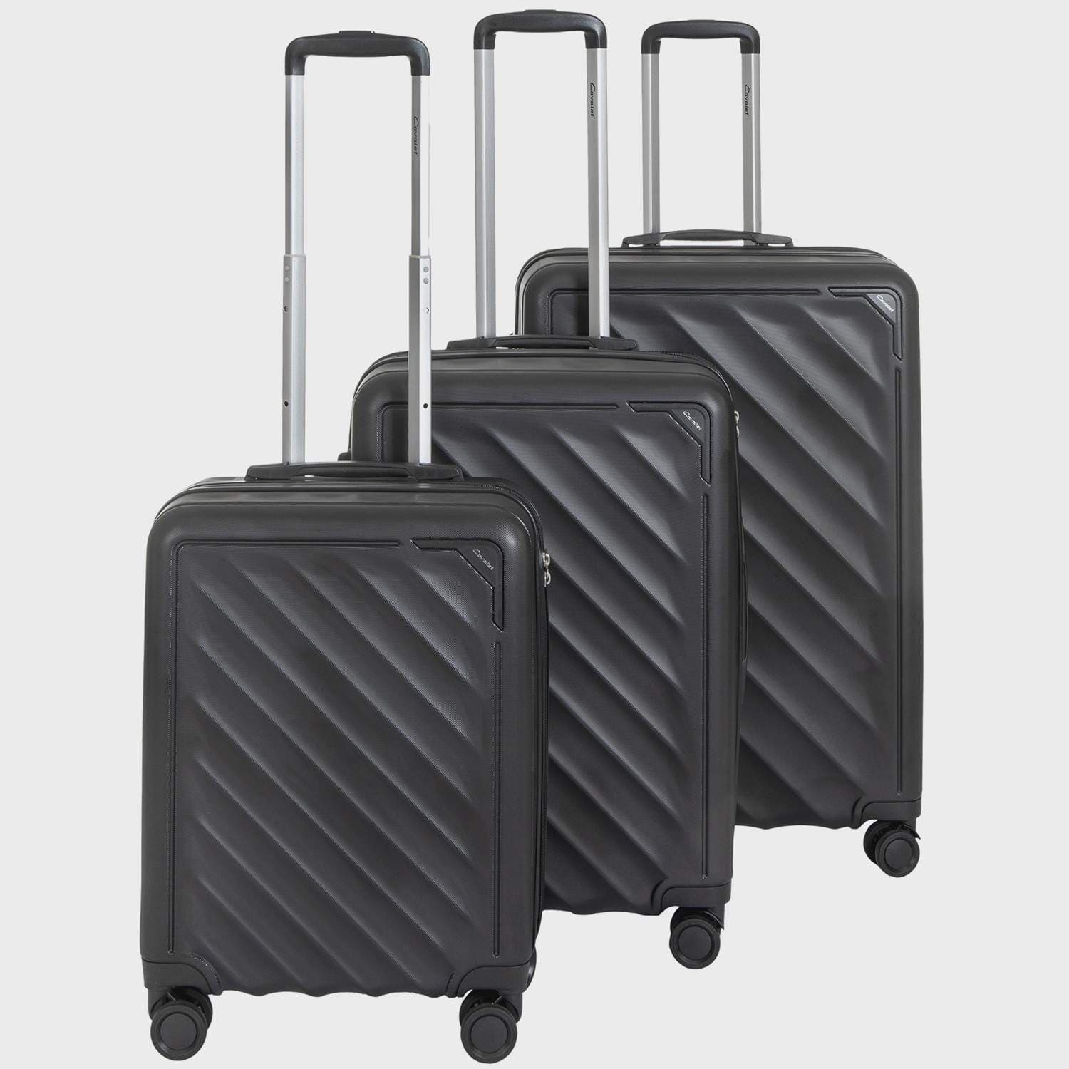 3-delers bagasjesett, svart – håndbagasje, medium, stor
