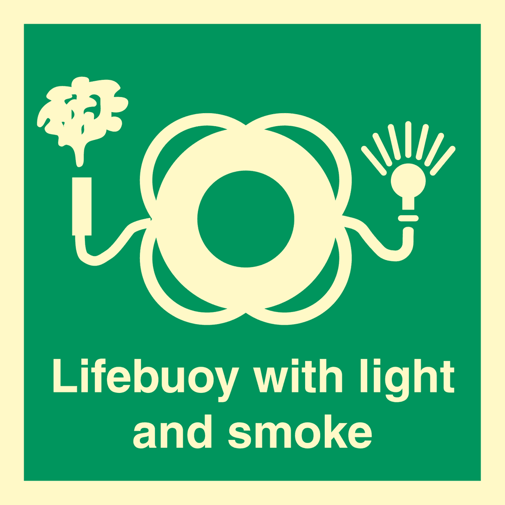 Lifebuoy with light and smoke - Etterlysende plast HI150 - 150 x 150 mm