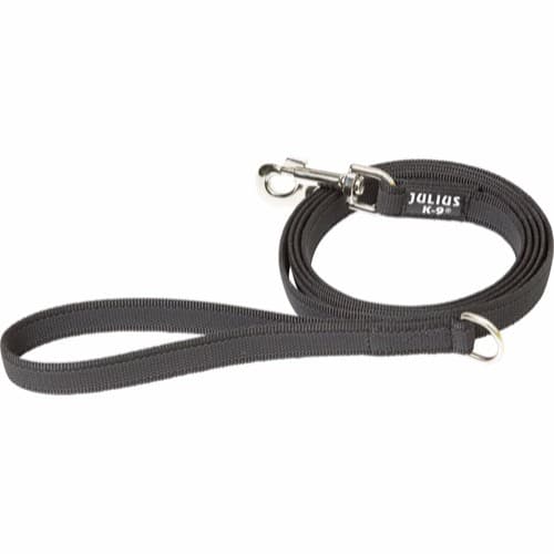 Julius K9 Kobbel med gummi 20mm bredde, Grå-Svart med håndtak - 20mm-1.8m langt