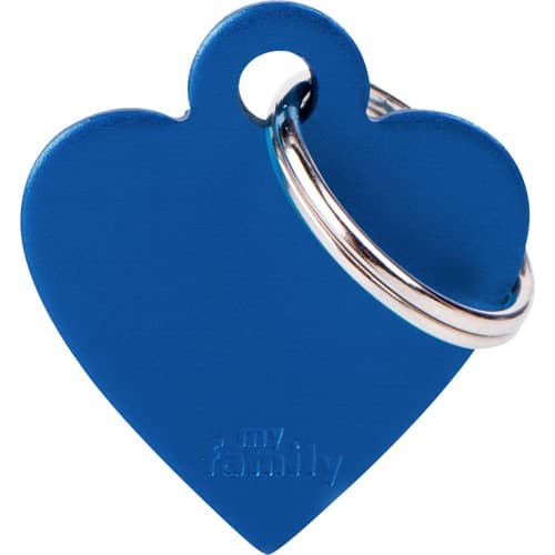 Myfamily Basic Hjerte ID tag aluminium - 25x28 mm - Bl?