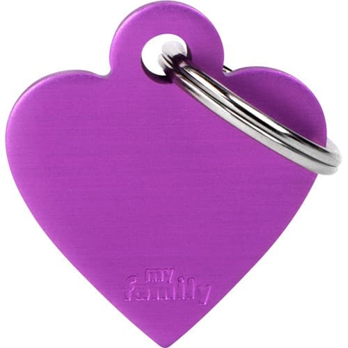 Myfamily Basic Hjerte ID tag aluminium - 25x28 mm - Purple-Lilla