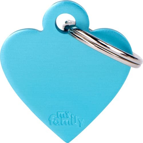Myfamily Basic Hjerte ID tag aluminium - 37x32 mm - Lysebl?