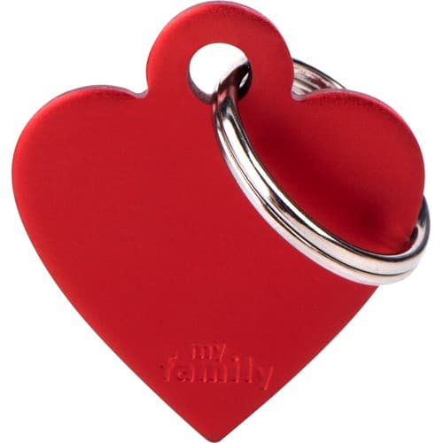 Myfamily Basic Hjerte ID tag aluminium - 37x32 mm - R?d
