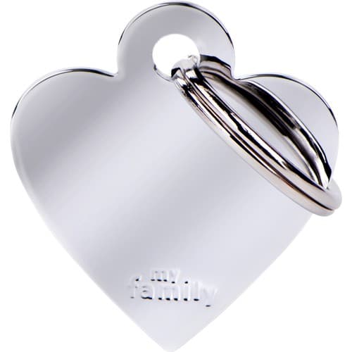 Myfamily Basic Hjerte ID tag aluminium - 37x32 mm - S?lv
