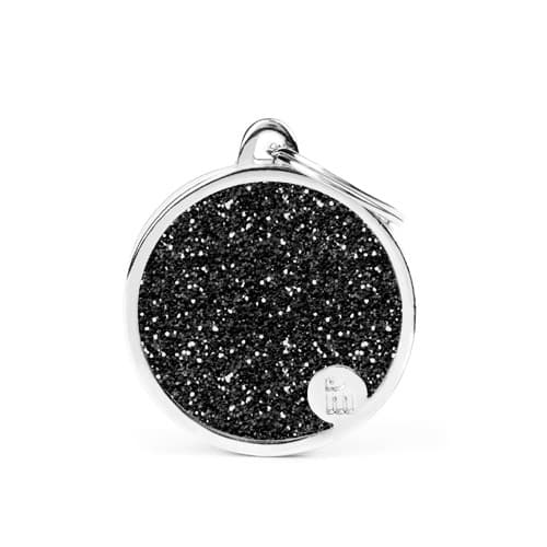 Myfamily Shine Circle Glitter ID tag - 21x26 mm - Sort