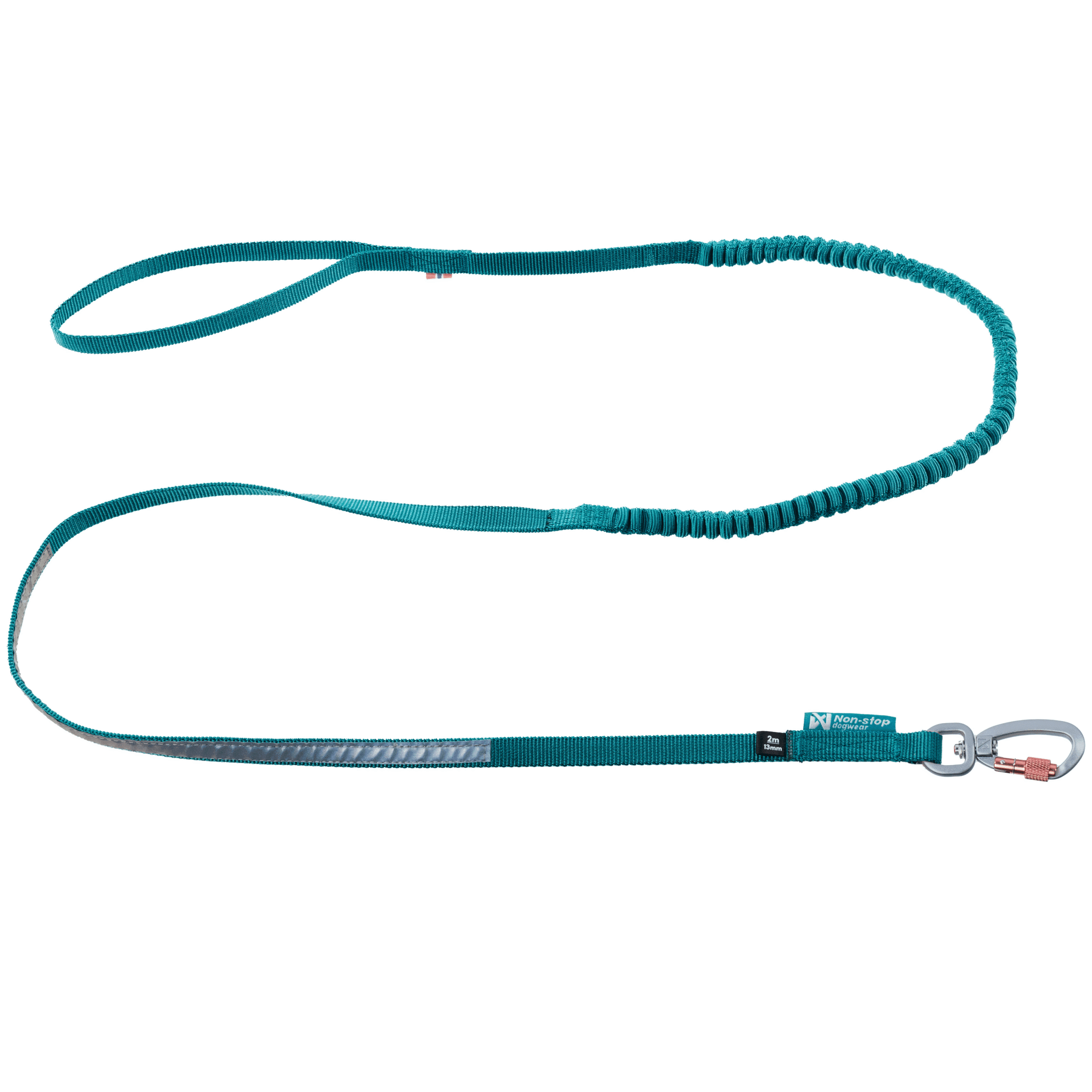 Non-Stop Dogwear Touring Bungee Leash Hundekobbel Strikk - 1,2m/13mm - Teal-Bl?gr?nn